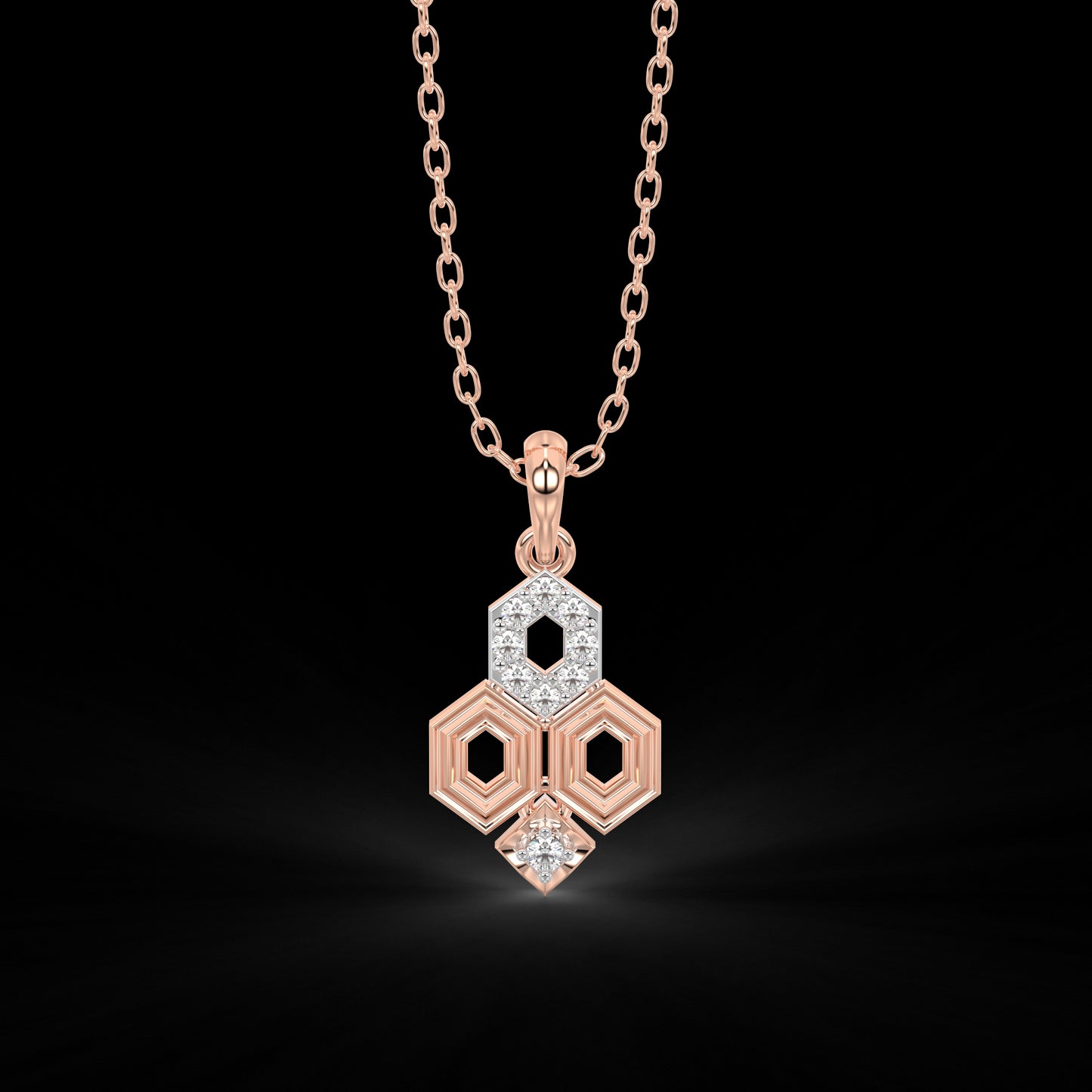 Diamond Pendant Set for her in Rose Gold DPS22008