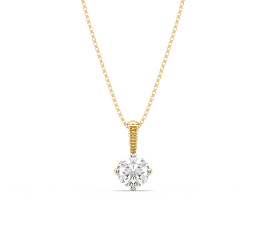 1/2 Carat Pear Cut Solitaire Diamond Pendant Necklace 18K White Gold