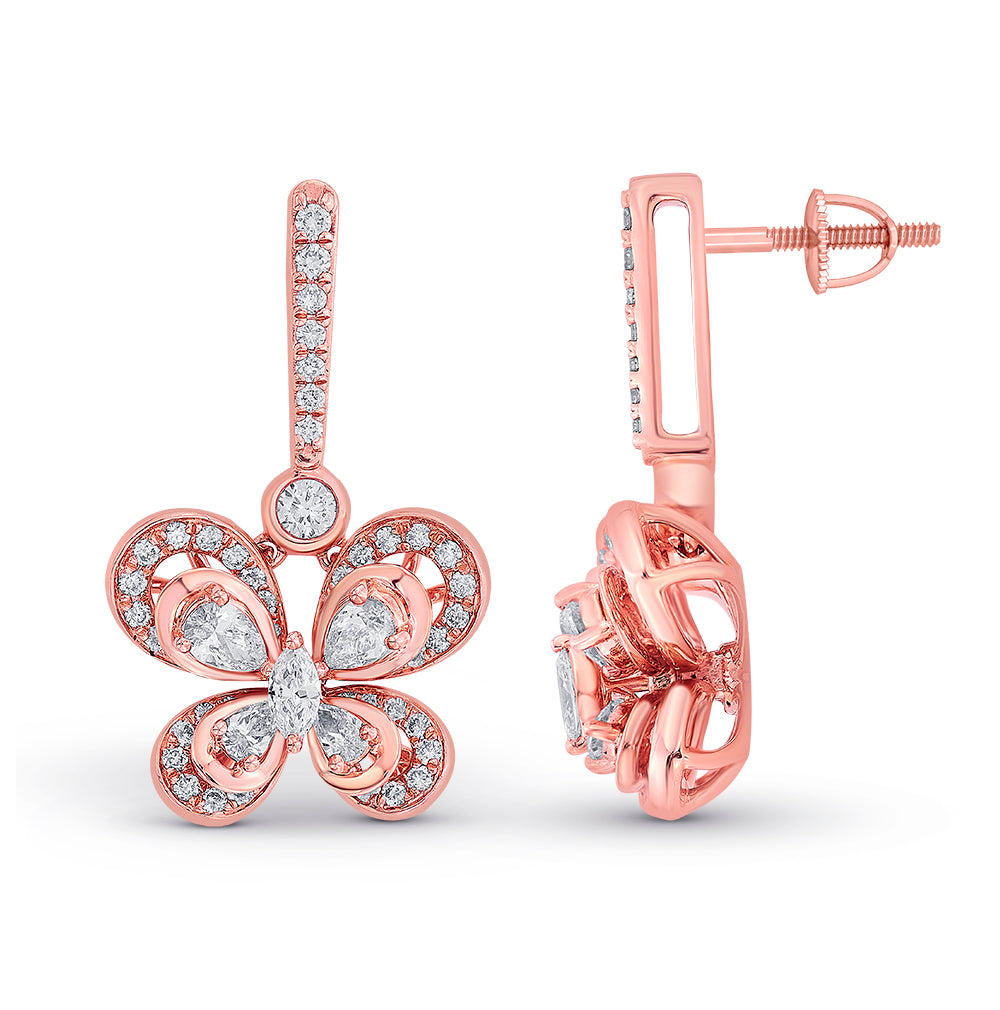 Hanging Butterfly Diamond Earring