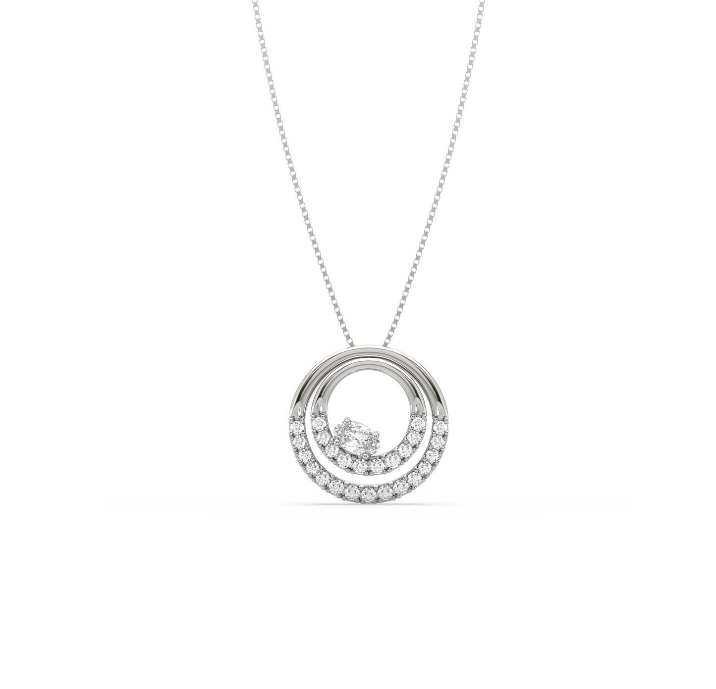 Elba 2 Line Oval Diamond Pendant