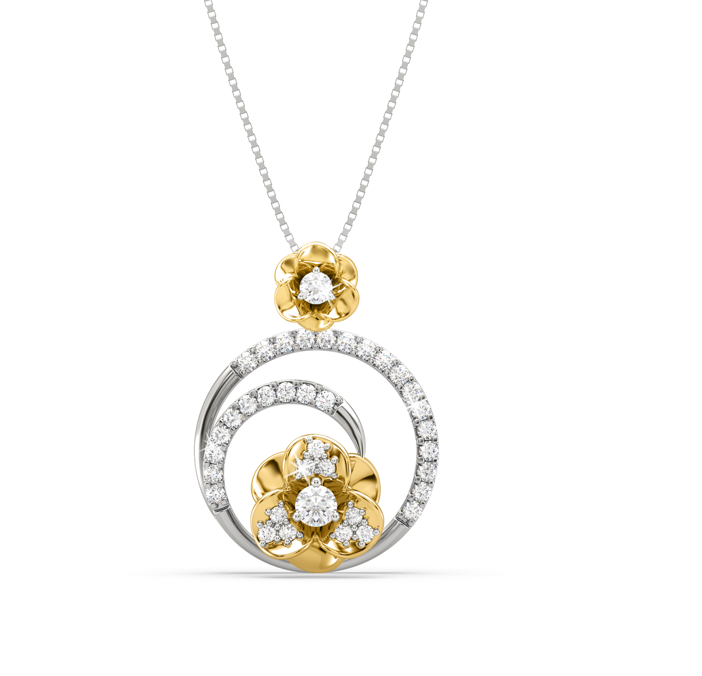 Raina 2 tone Floral Diamond Pendant