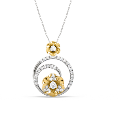 Raina 2 tone Floral Diamond Pendant