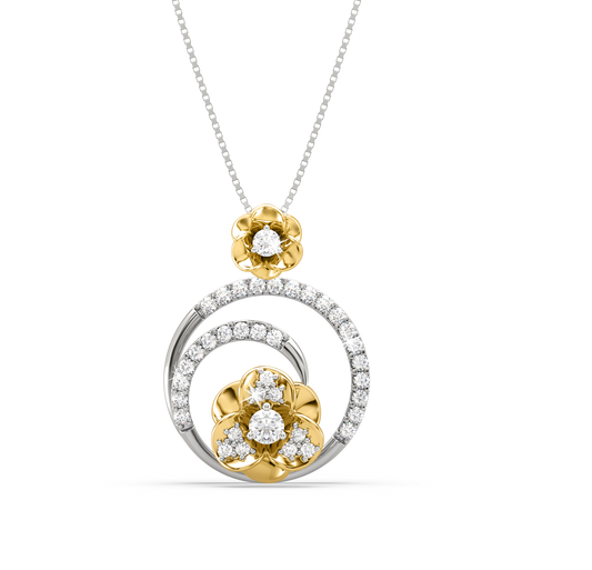 Raina 2 tone Floral Diamond Pendant