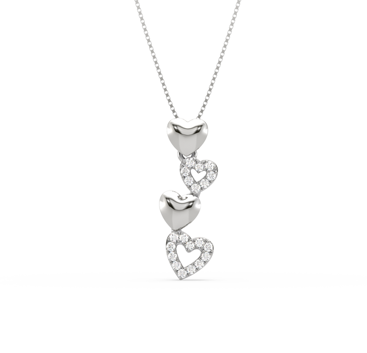 Heart diamond necklace, White gold pendant | Benati