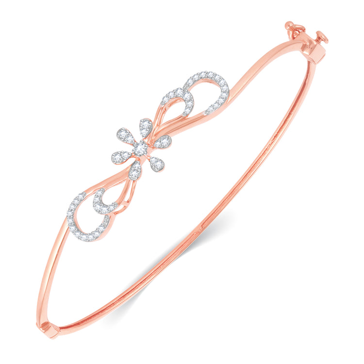 Bangle Bracelet with Rose Gold Peacock Feathers charms | Hallmark 925 –  OPRATA