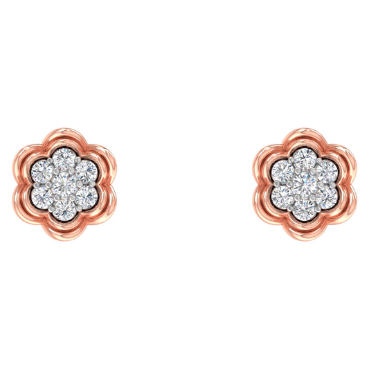 Darya Floral Diamond Stud Earrings