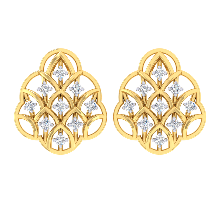 Buy Shimmery Rose Gold and Diamond Earrings Online | ORRA