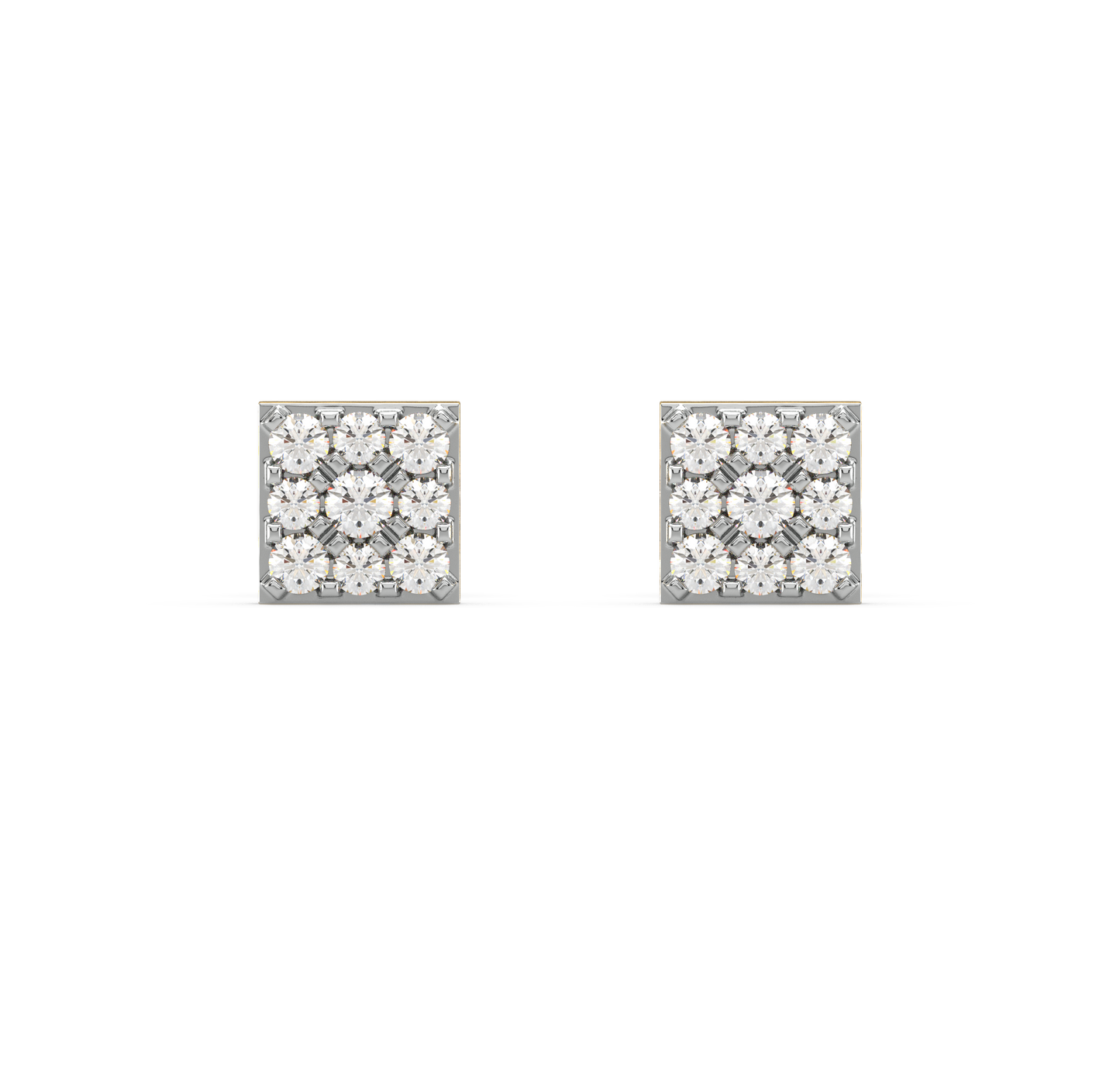 Square Shaped Diamond Earrings