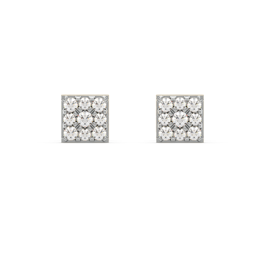 Square Shaped Diamond Earrings