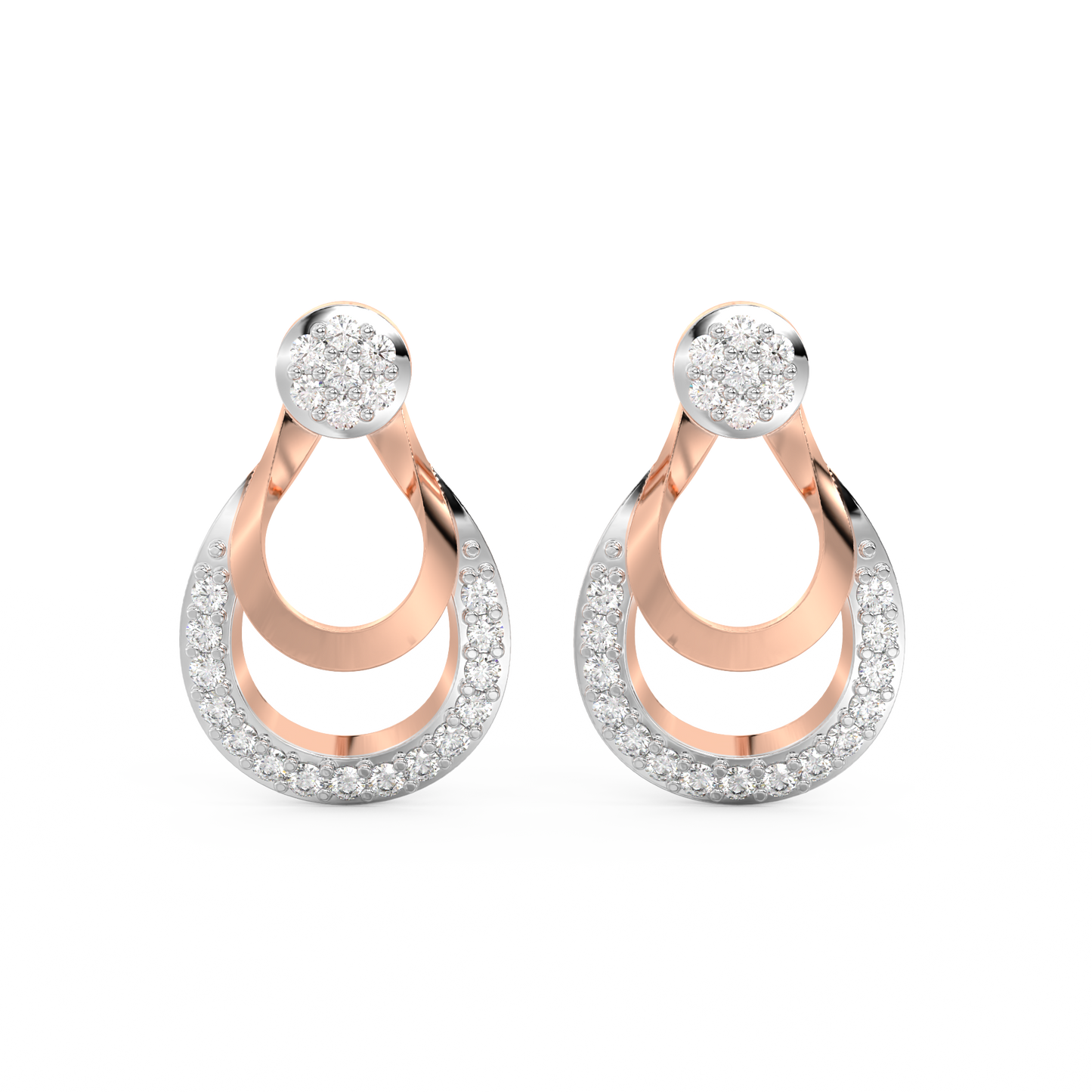 Diamond Earring for her in Rose & White Gold DER23087