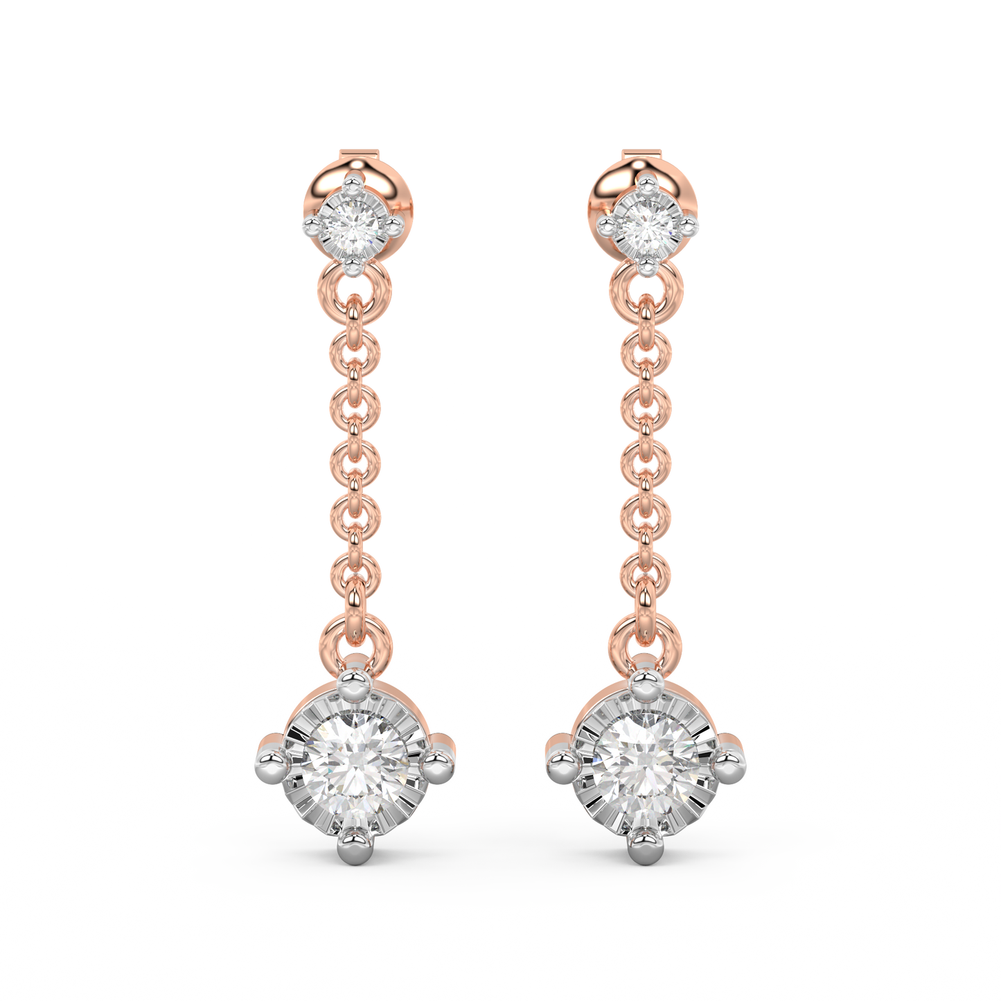 Diamond Earring for her in Rose & White Gold DER23162