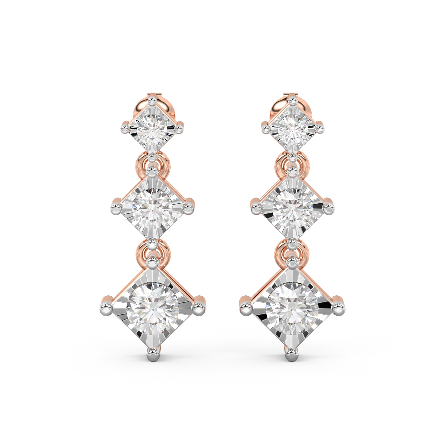 Diamond Earring for her in Rose & White Gold DER23163