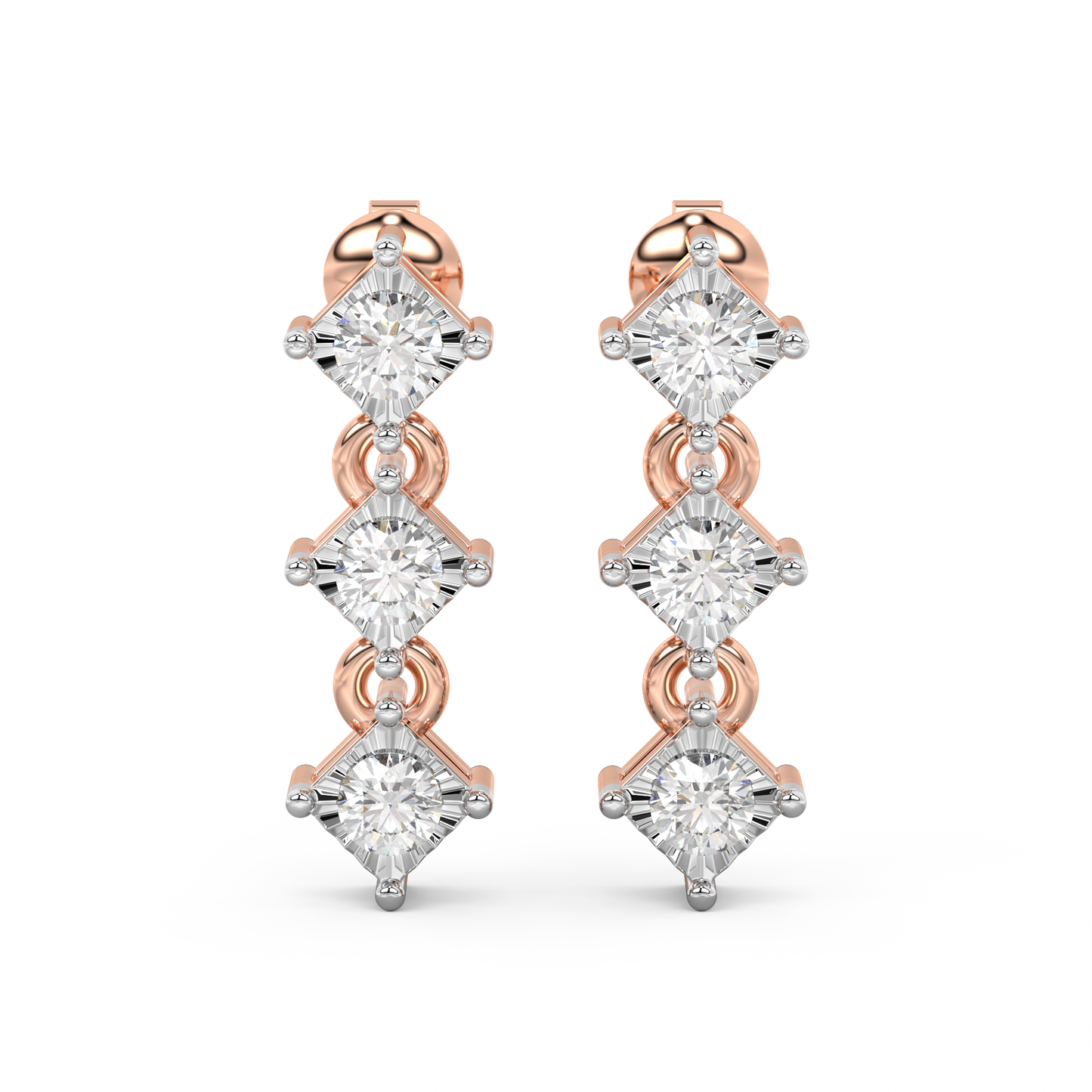 Diamond Earring for her in Rose & White Gold DER23164