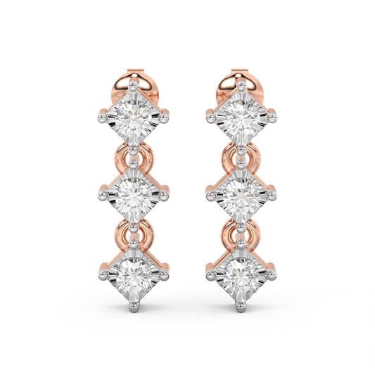 Diamond Earring for her in Rose & White Gold DER23164