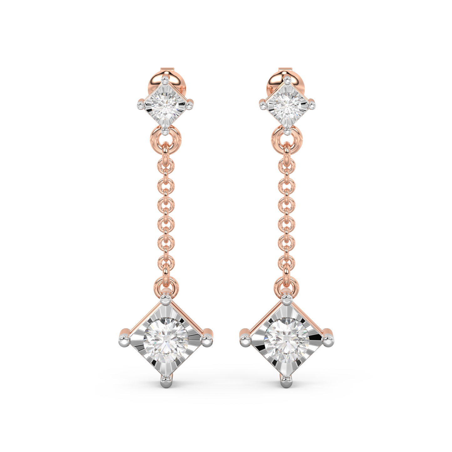 Diamond Earring for her in Rose & White Gold DER23165