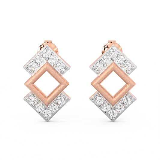 Diamond Earring for her in Rose & White Gold DER23177