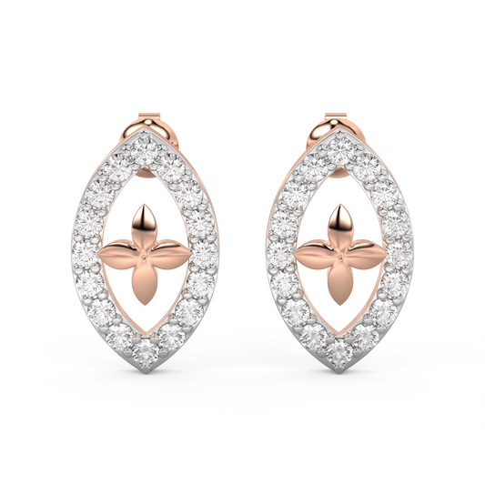 Diamond Earring for her in White & Rose Gold DER23187