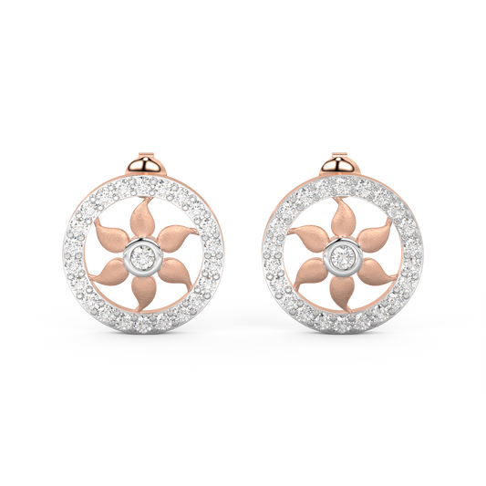 Diamond Earring for her in White & Rose Gold DER23289