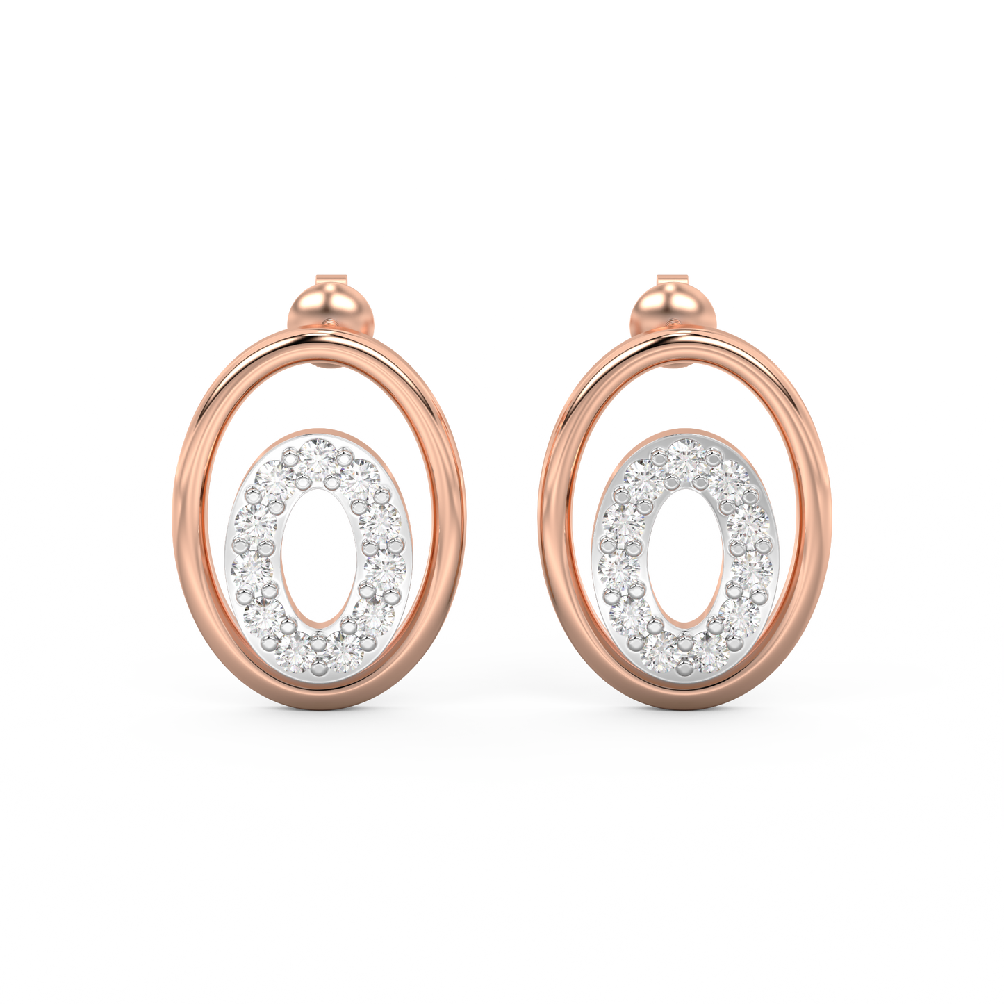 Diamond Earring for her in Rose & White Gold DER23293