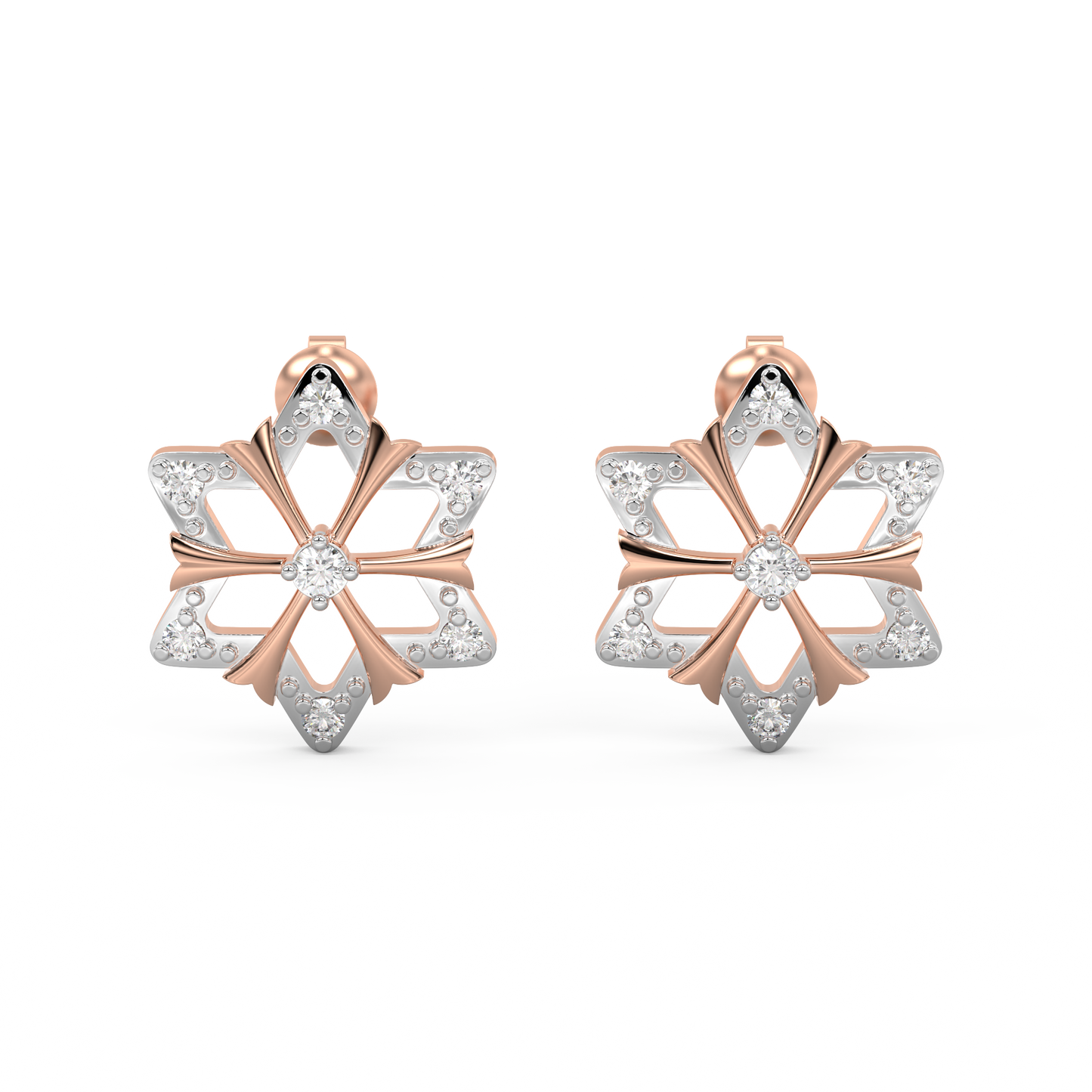 Diamond Earring for her in Rose & White Gold DER23297