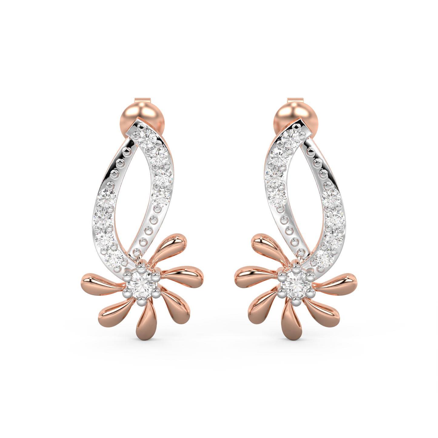 Diamond Earring for her in Rose & White Gold DER23302