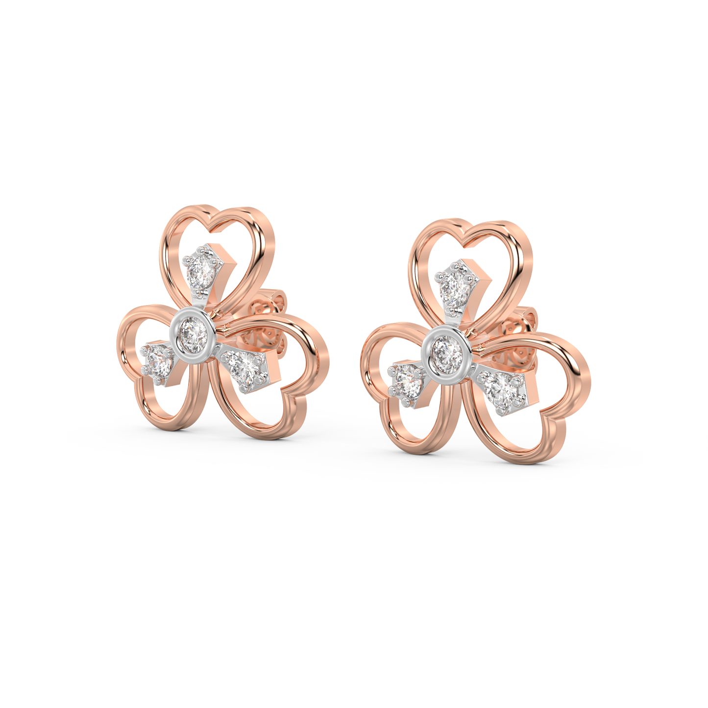 Diamond Earring for her in Rose & White Gold DER23332