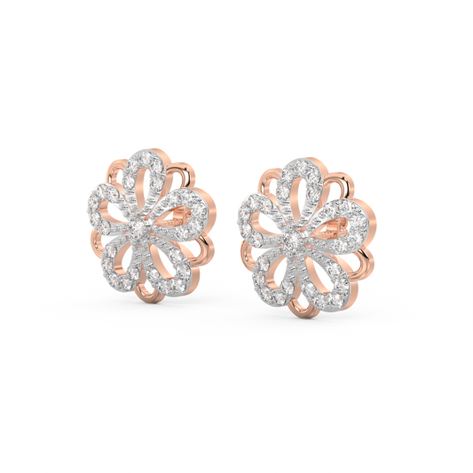 Diamond Earring for her in White & Rose Gold DER23336