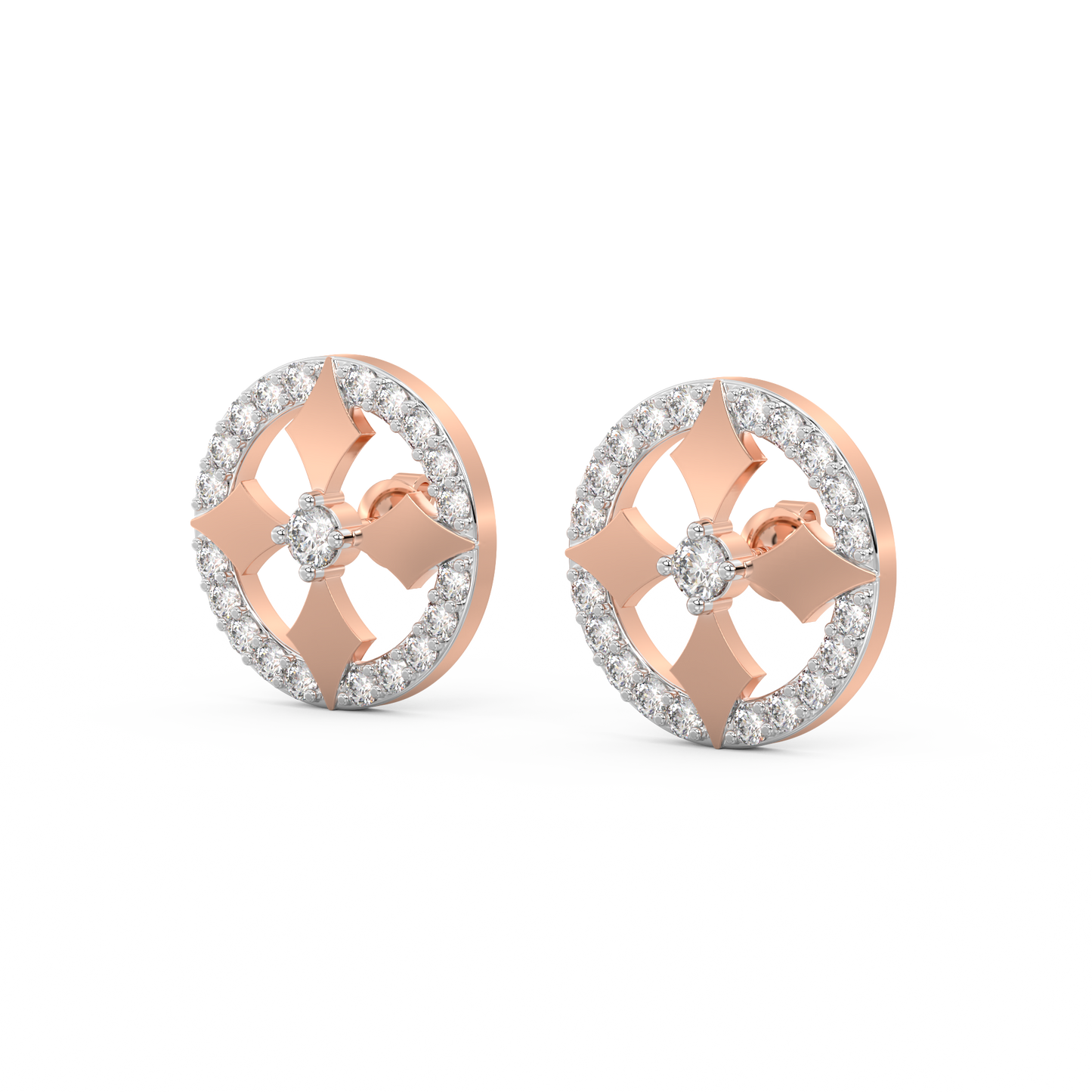 Diamond Earring for her in White & Rose Gold DER23338