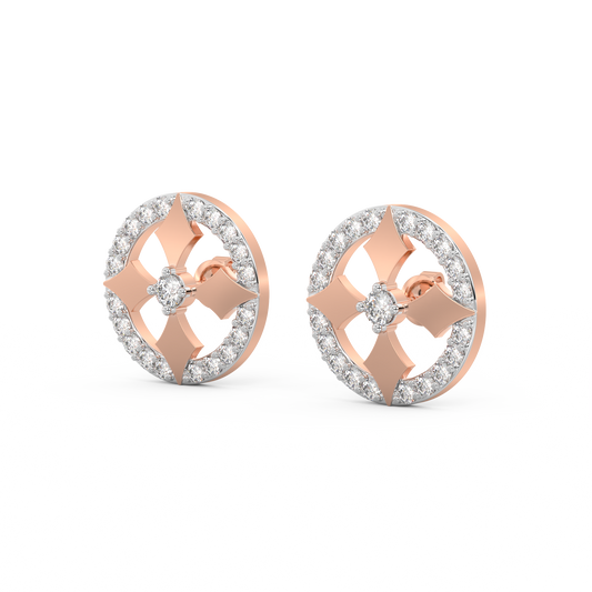 Diamond Earring for her in White & Rose Gold DER23338