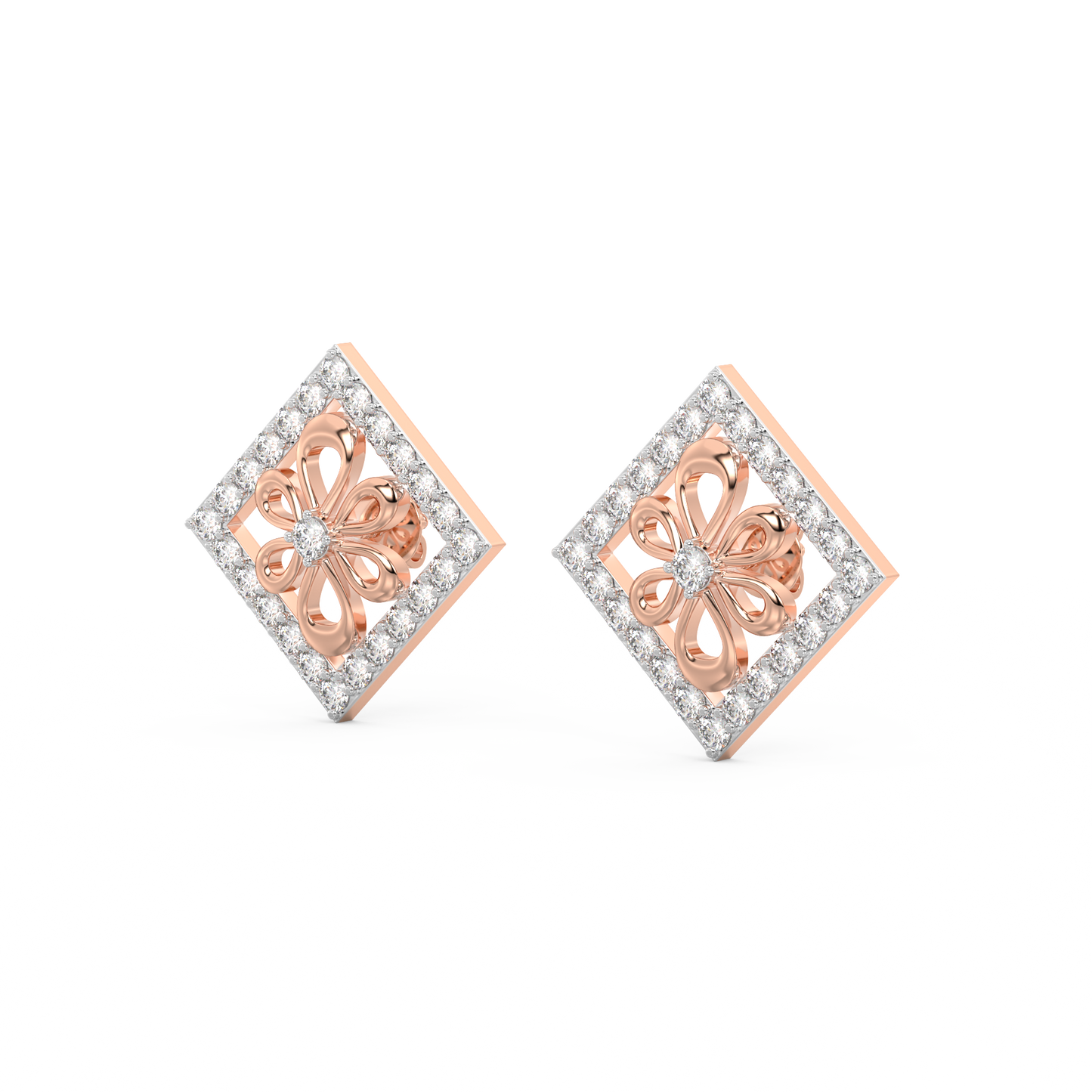 Diamond Earring for her in White & Rose Gold DER23339