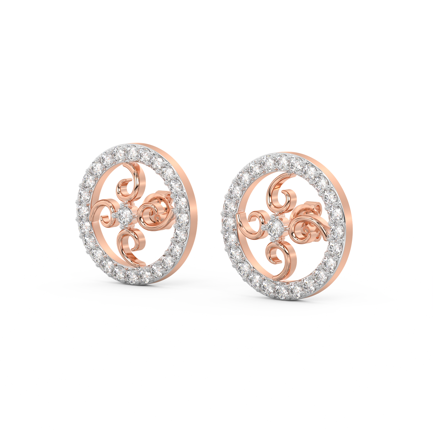 Diamond Earring for her in White & Rose Gold DER23340