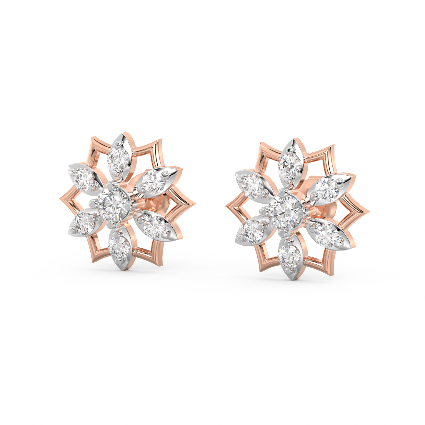 Diamond Earring for her in Rose & White Gold DER23349