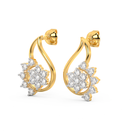 Diamond Earring for her in Yellow Gold DER23351