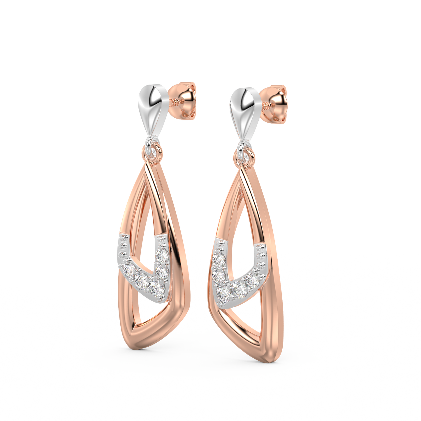 Diamond Earring for her in Rose & White Gold DER23359