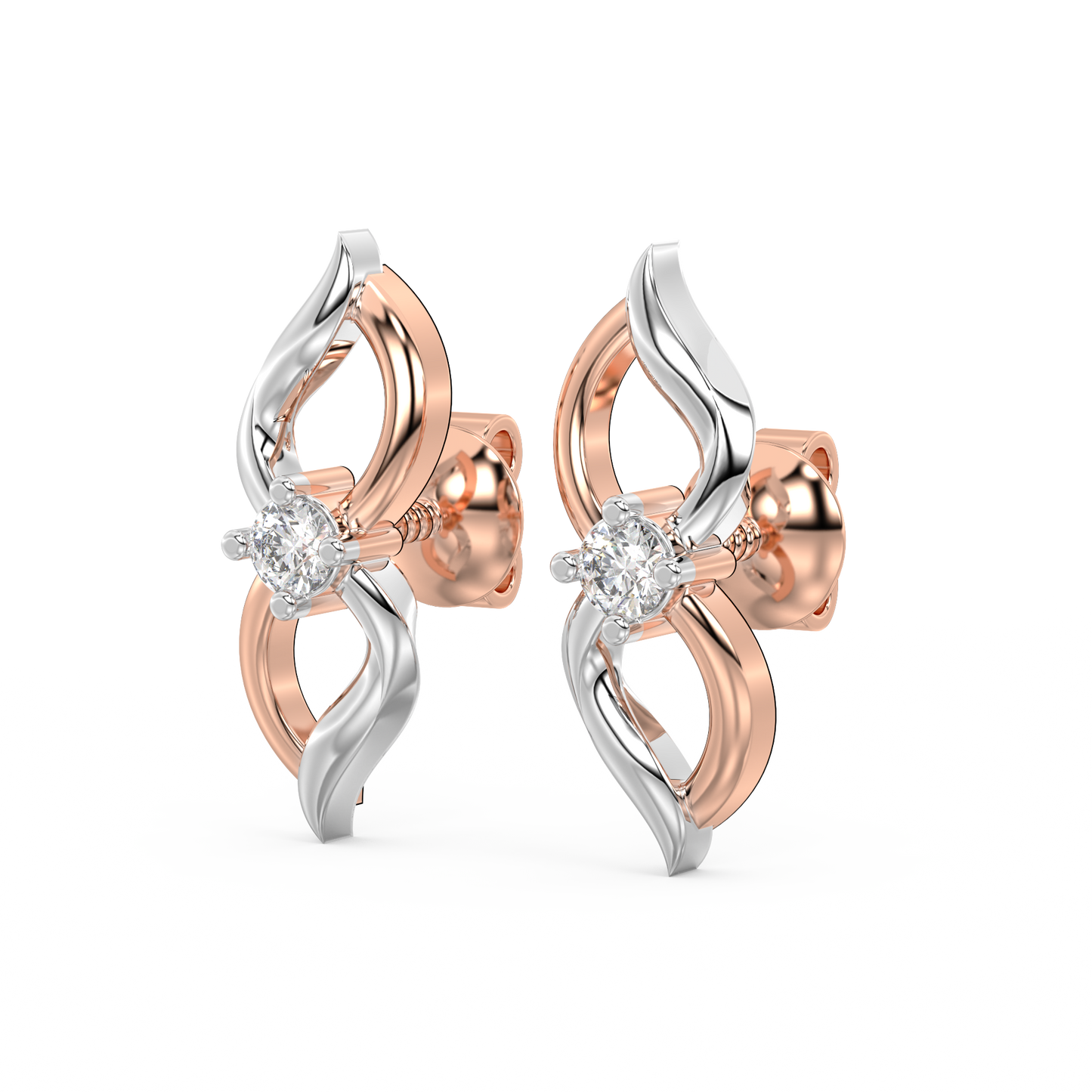 Diamond Earring for her in Rose & White Gold DER23362