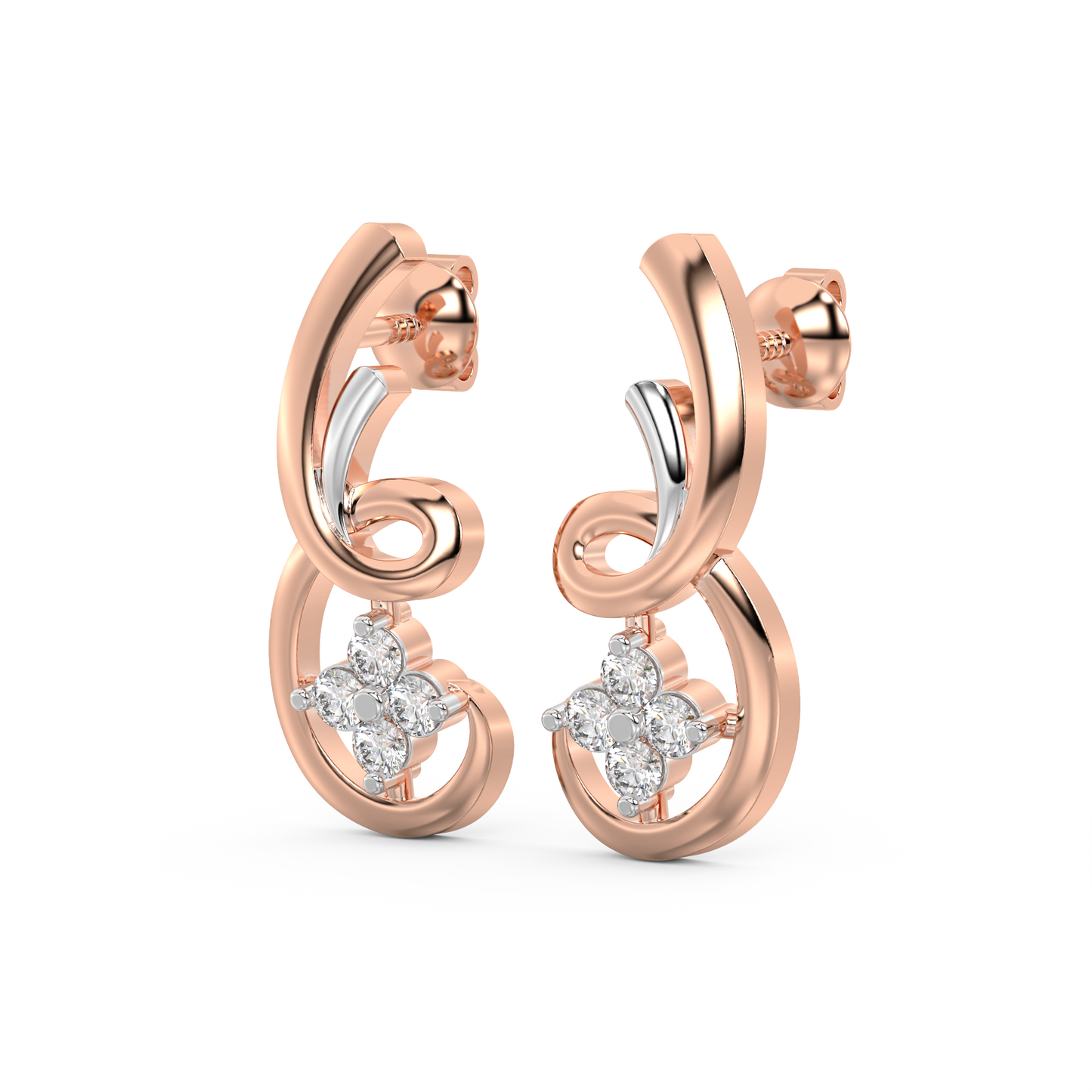 Diamond Earring for her in Rose & White Gold DER23363