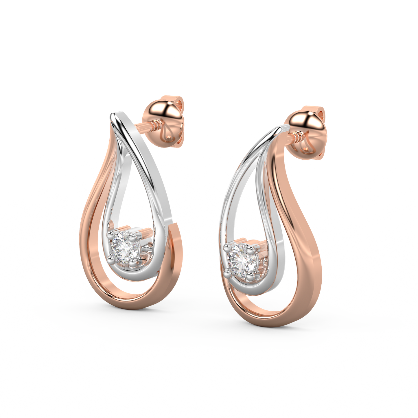 Diamond Earring for her in Rose & White Gold DER23366