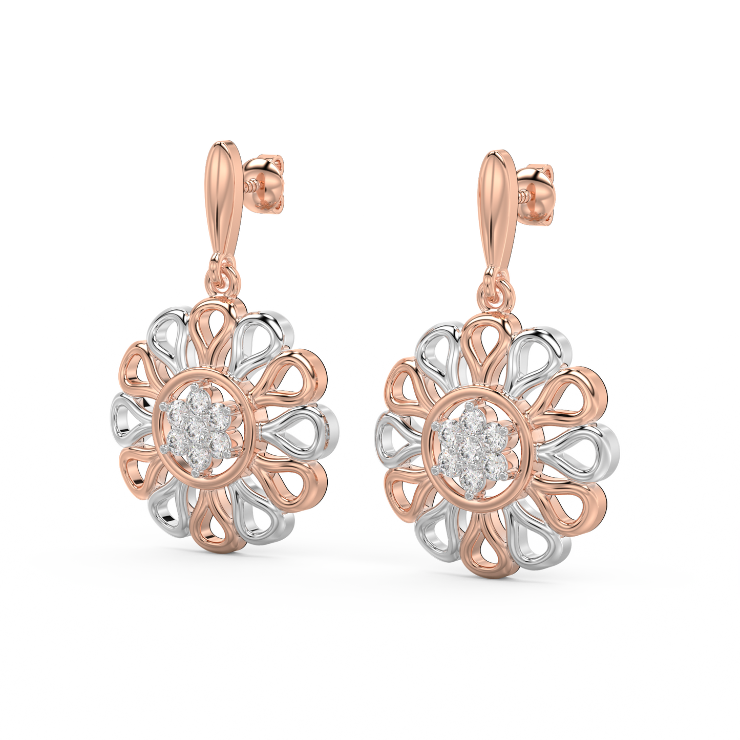 Diamond Earring for her in Rose & White Gold DER23367