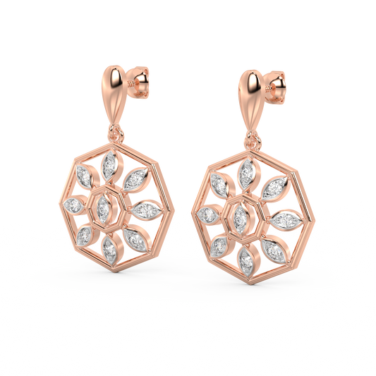 Diamond Earring for her in Rose & White Gold DER23368