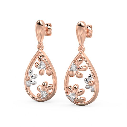 Diamond Earring for her in Rose & White Gold DER23370