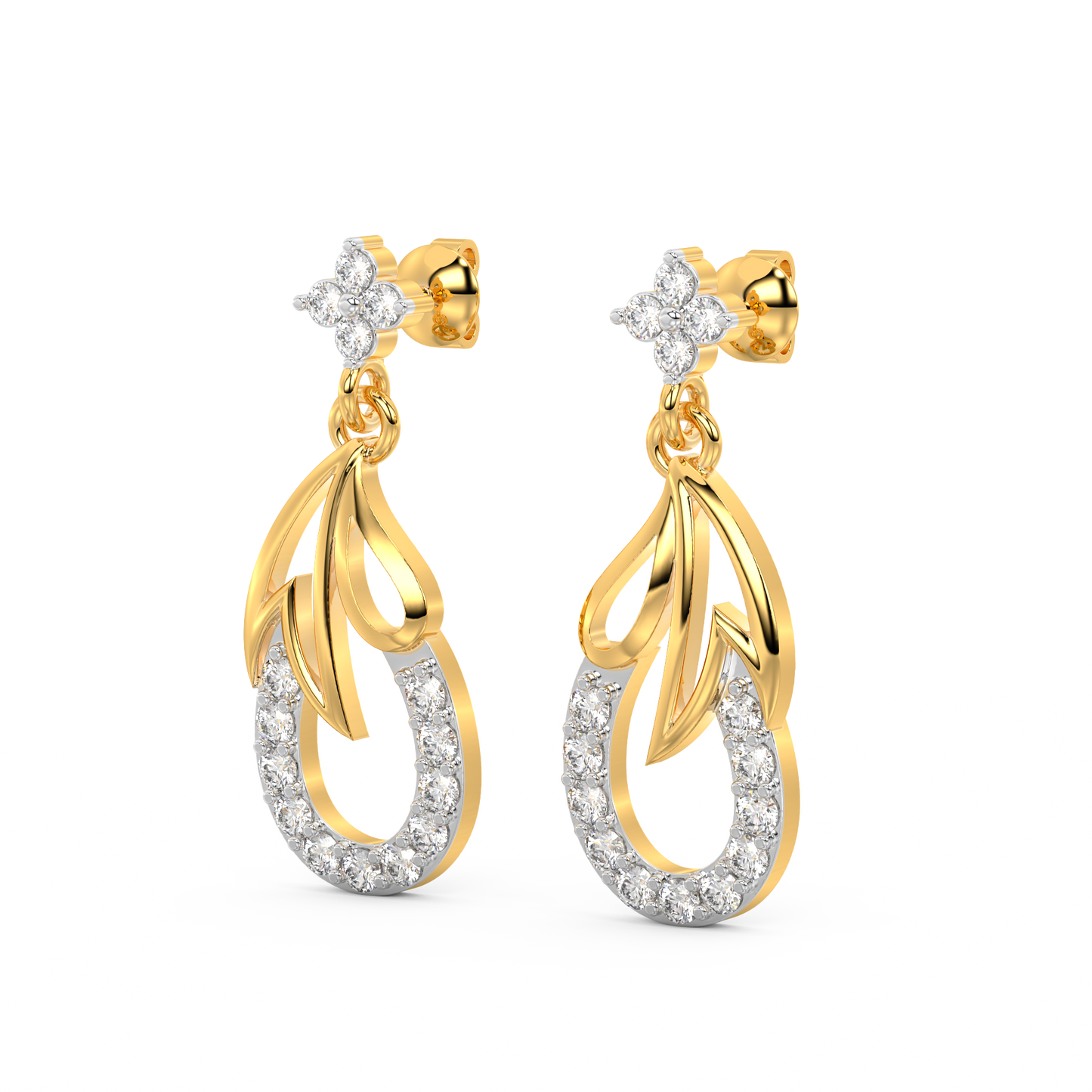 Diamond Earring for her in Rose & White Gold DER23377