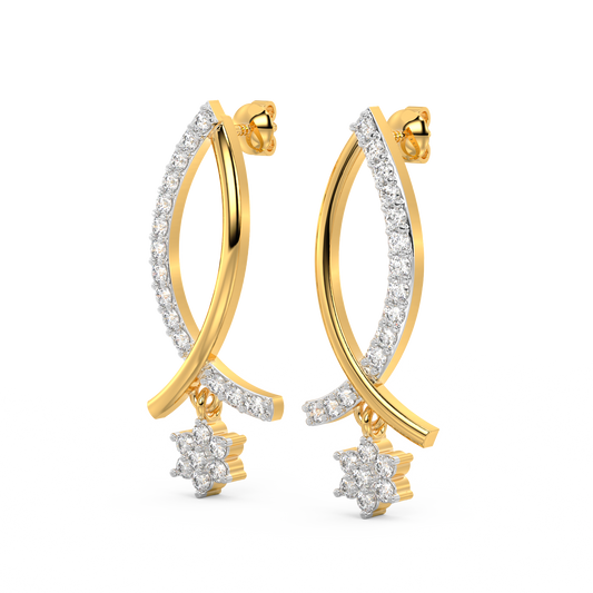 Diamond Earring for her in Yellow & White Gold DER23378