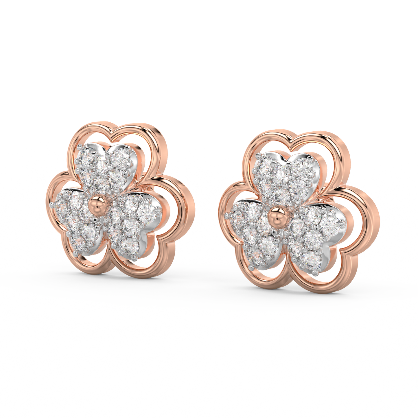 Diamond Earring for her in Rose & White Gold DER23379