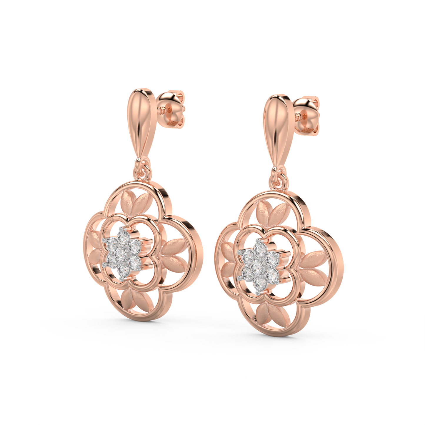 Diamond Earring for her in Rose & White Gold DER23381