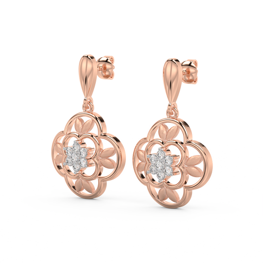 Diamond Earring for her in Rose & White Gold DER23381