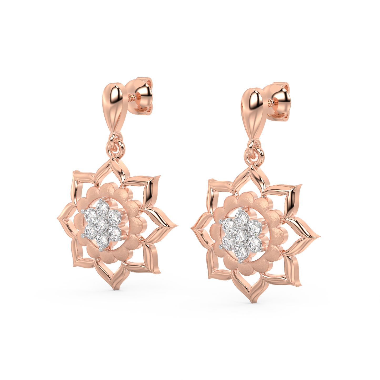 Diamond Earring for her in Rose & White Gold DER23382