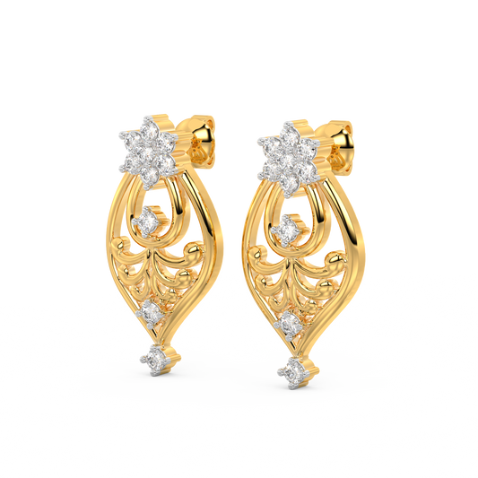 Diamond Earring for her in Yellow Gold DER23383