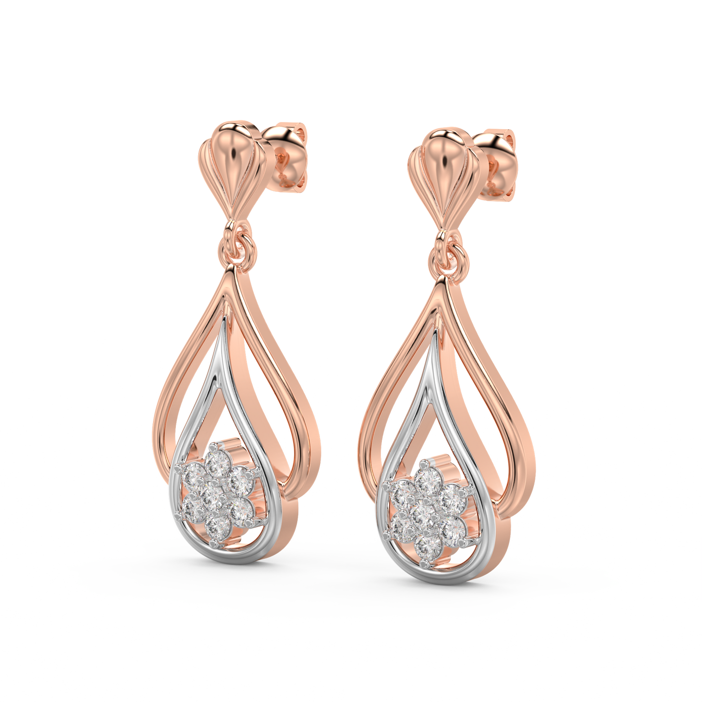 Diamond Earring for her in Rose & White Gold DER23386