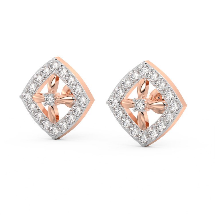 The Jasmine Rose Gold Diamond Heart Stud Earrings – Modern Gents