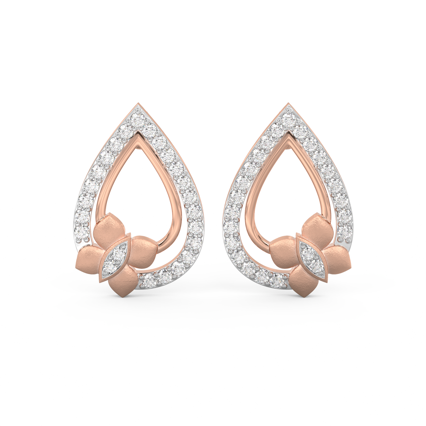 Diamond Earring for her in White & Rose Gold DER23427